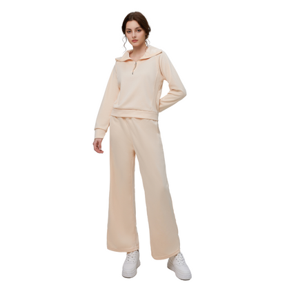 Solid Color Loungewear Set For Women Beige