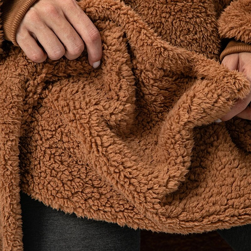 The Cozy And Casual Half Zipper Teddy Oversized Blanket Hoodie