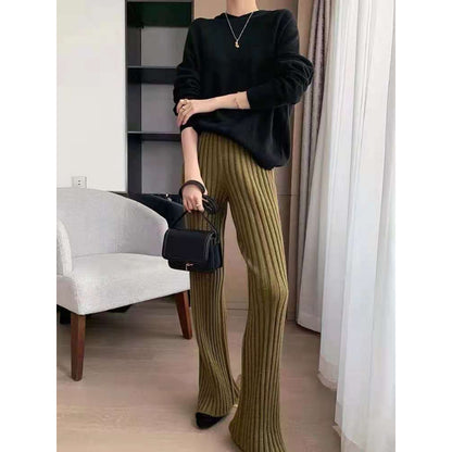 Knitted Wide-Leg High-Waist Pants