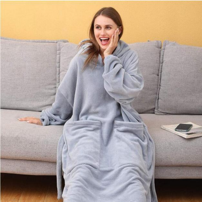 The Long And Soft Oversized Blanket Robe Blue