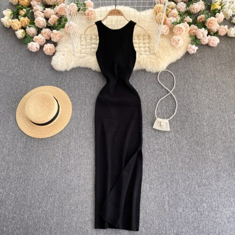 Casual Twisted Korean Long Dress For Women Black One Size