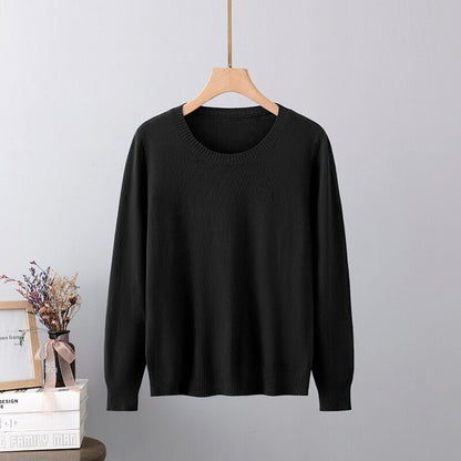 Warm Base Cashmere O-Neck Long-Sleeved Pullover Black