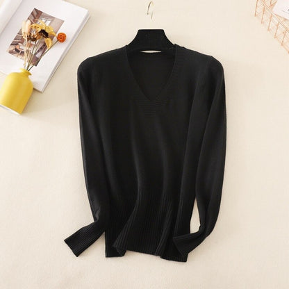 Slim Knitted Long Sleeve Sweater Jumper For Women Black One Size