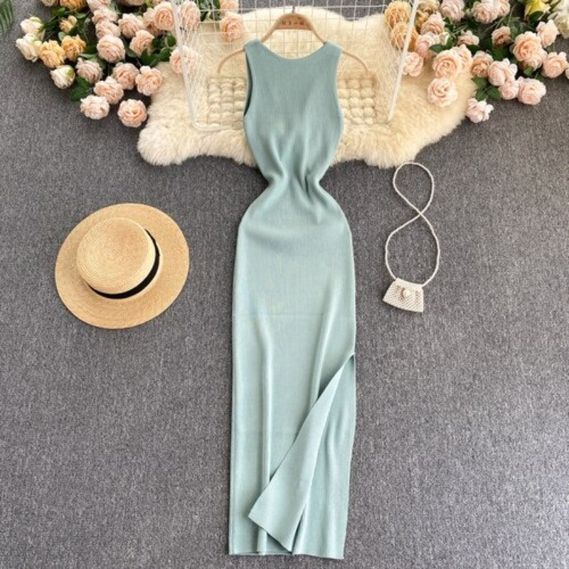 Casual Twisted Korean Long Dress For Women Green One Size