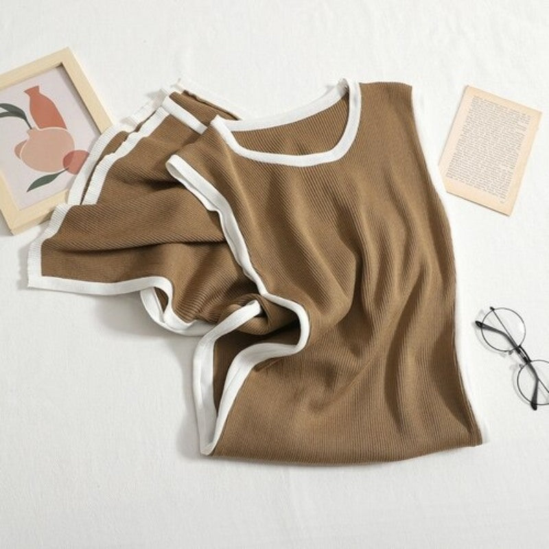 Korean Knitted O Neck Dress For Women Khaki One Size