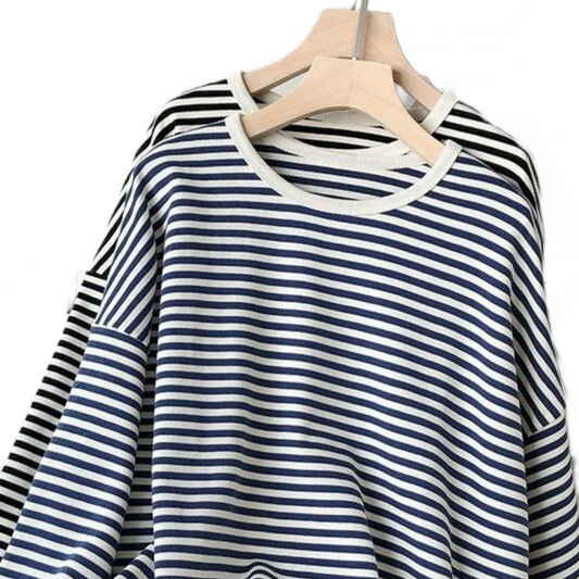 Women's Striped Round Neck Sweatshirt