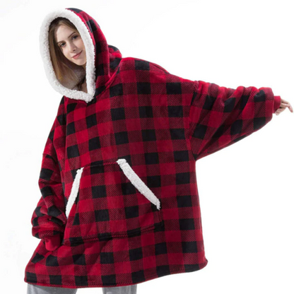 The Original Sherpa Fleece Blanket Hoodie Plaid One Size