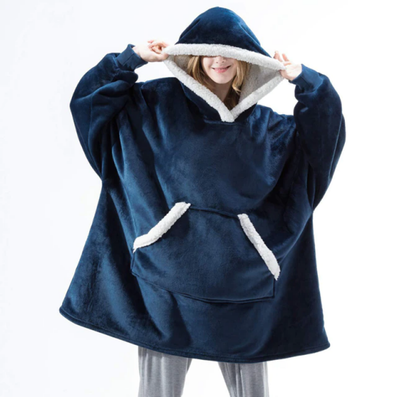 The Original Sherpa Fleece Blanket Hoodie Blue One Size