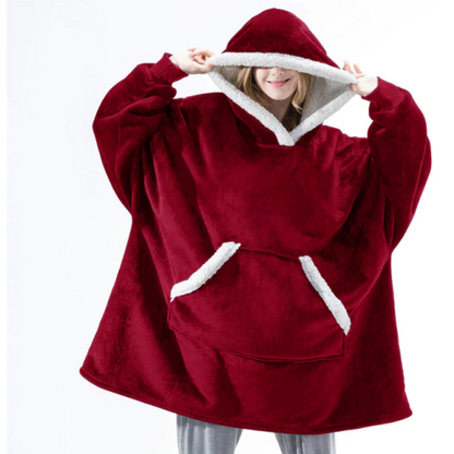 The Original Sherpa Fleece Blanket Hoodie Red One Size