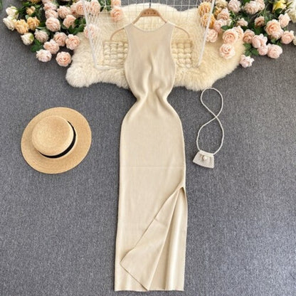 Casual Twisted Korean Long Dress For Women Yellow One Size