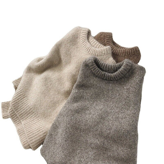 O-Neck Thick Knitted Loose Pullover For Women