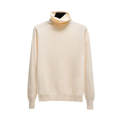 Soft Cashmere Turtleneck Slim-Fit Pullovers For Women Beige One Size