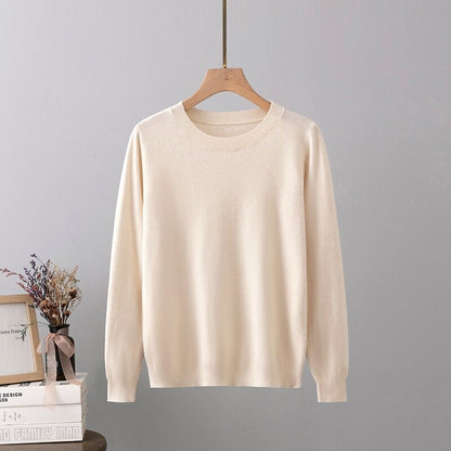 Warm Base Cashmere O-Neck Long-Sleeved Pullover Off-White