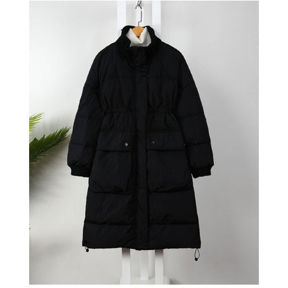 Cotton Thickened Long Parkas Coat for Women Black S