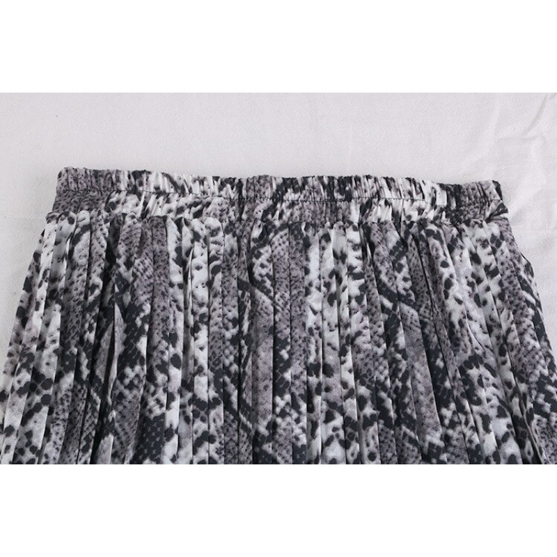 Animal Print High Waist Pleated Skirt