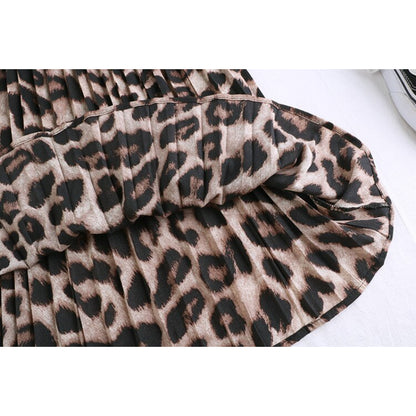 Animal Print High Waist Pleated Skirt