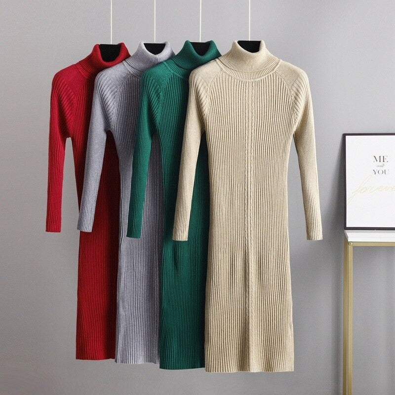 Elegant Slim Knitted Sweater Dress For Women