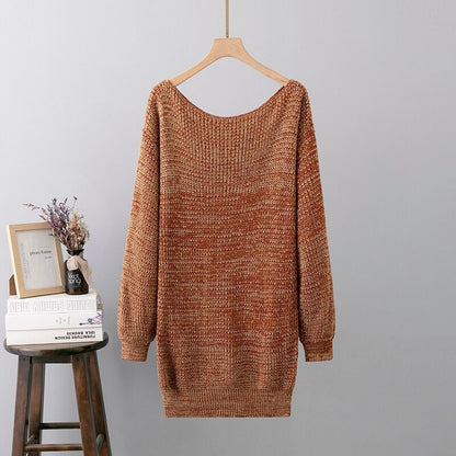 Casual Gradient Knitted Sweater Dress Brown