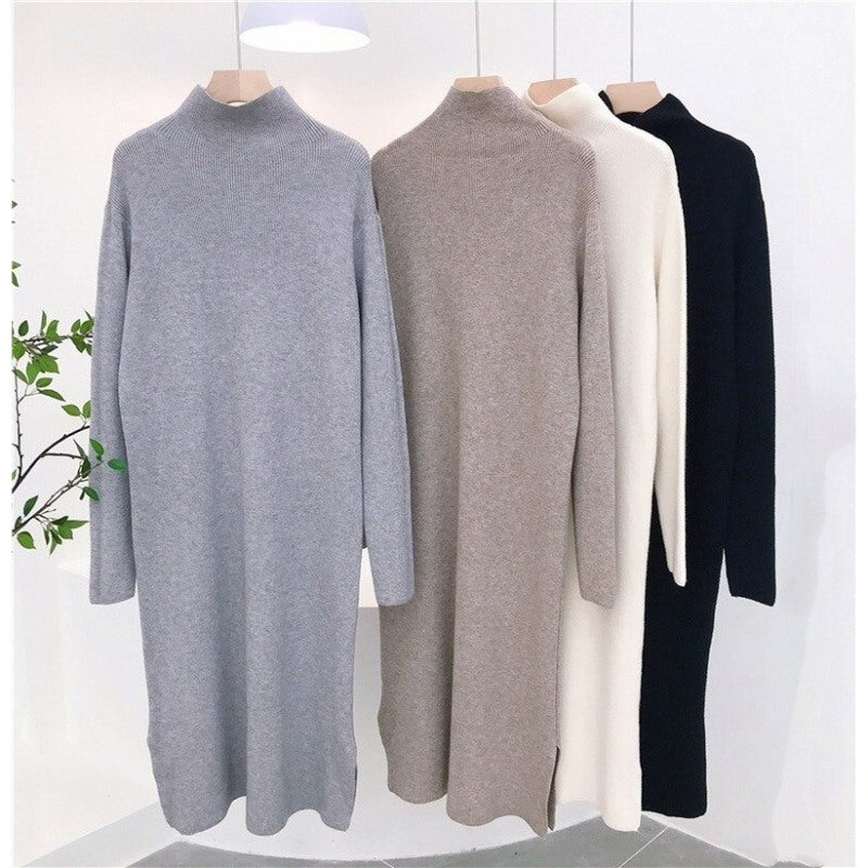 Simple Loose Lazy Turtleneck Sweater Dress