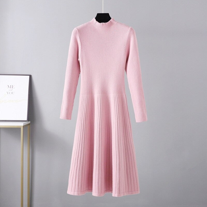 Long Knit Maxi Sweater Dress For Women Pink One Size