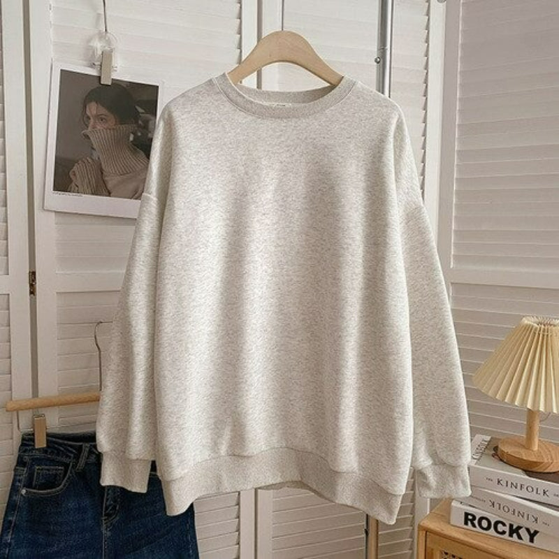 Women's Solid Color Thickened Winter Sweatshirt Gray One Size