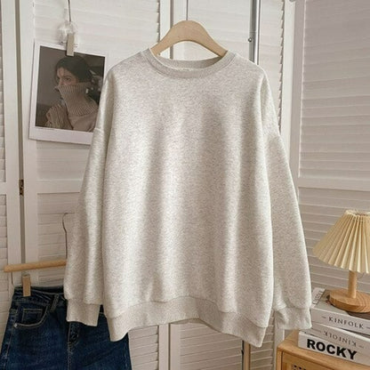 Women's Solid Color Thickened Winter Sweatshirt Gray One Size