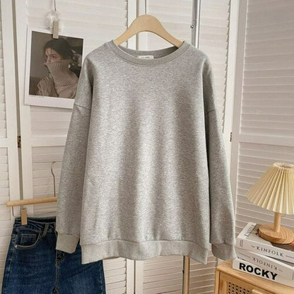 Women's Solid Color Thickened Winter Sweatshirt Dark Gray One Size