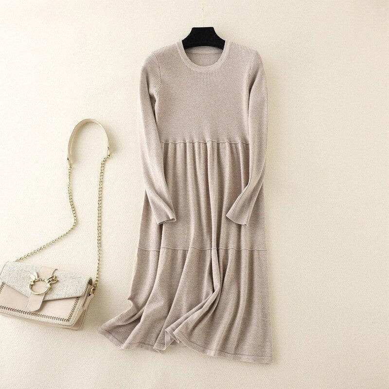 Winter Long Sweater Dress For Women Gray One Size