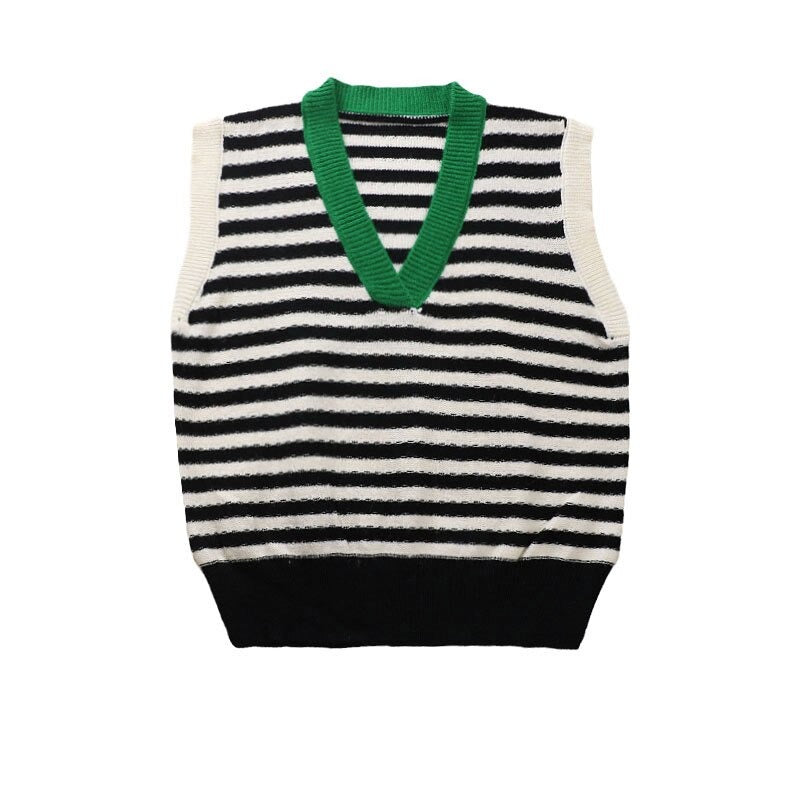 Retro Stripes Knitted Sweater Vest For Women