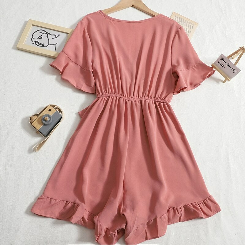 Women's Solid Color Short Playsuit for Summer