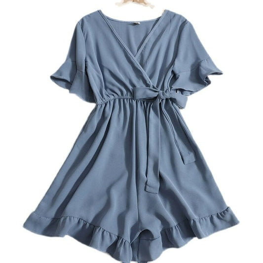 Women's Solid Color Short Playsuit for Summer