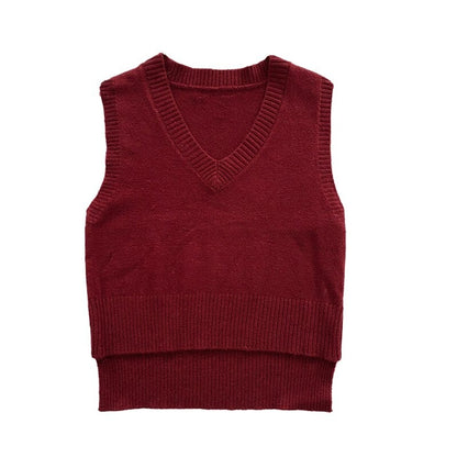 Loose Knitted V-Neck Sweater Vest For Women