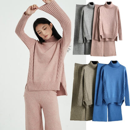 Thick Turtleneck Pullover Sweater Sets For Women