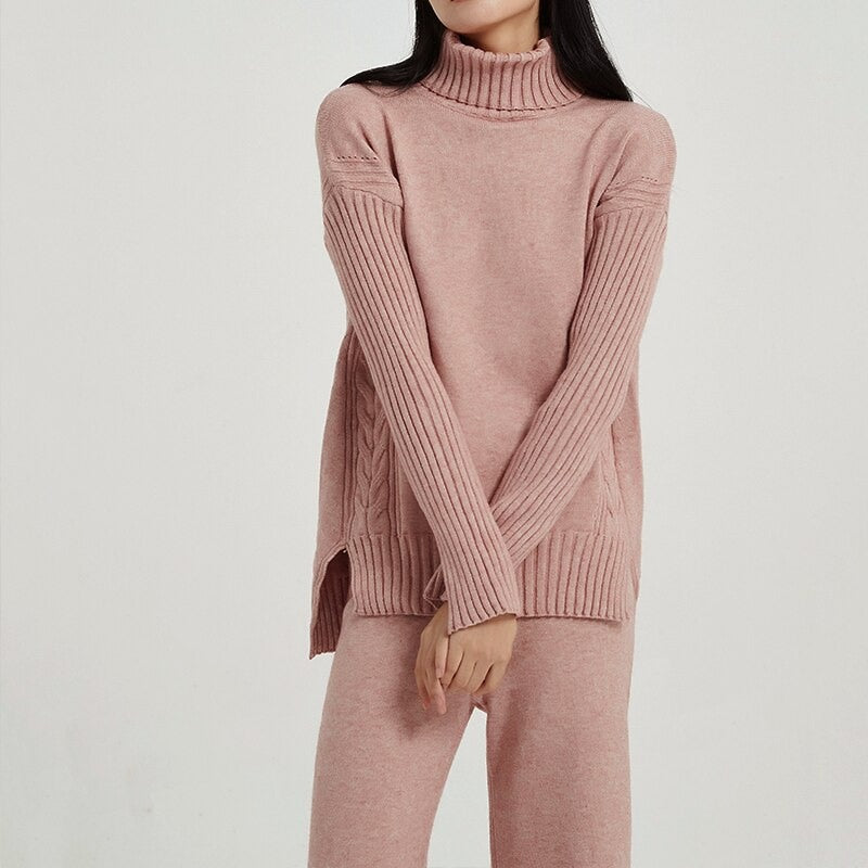 Thick Turtleneck Pullover Sweater Sets For Women