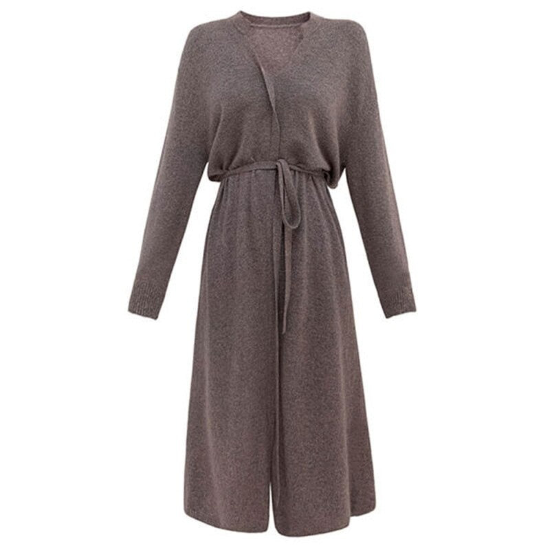 Women's Mid-Length Drawstring Straight Sweater Dress