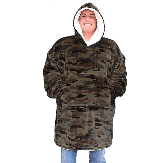 The Multi Patterned Fleece Blanket Hoodie Camouflage