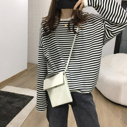 Women's Striped Oversized Casual Sweatshirt