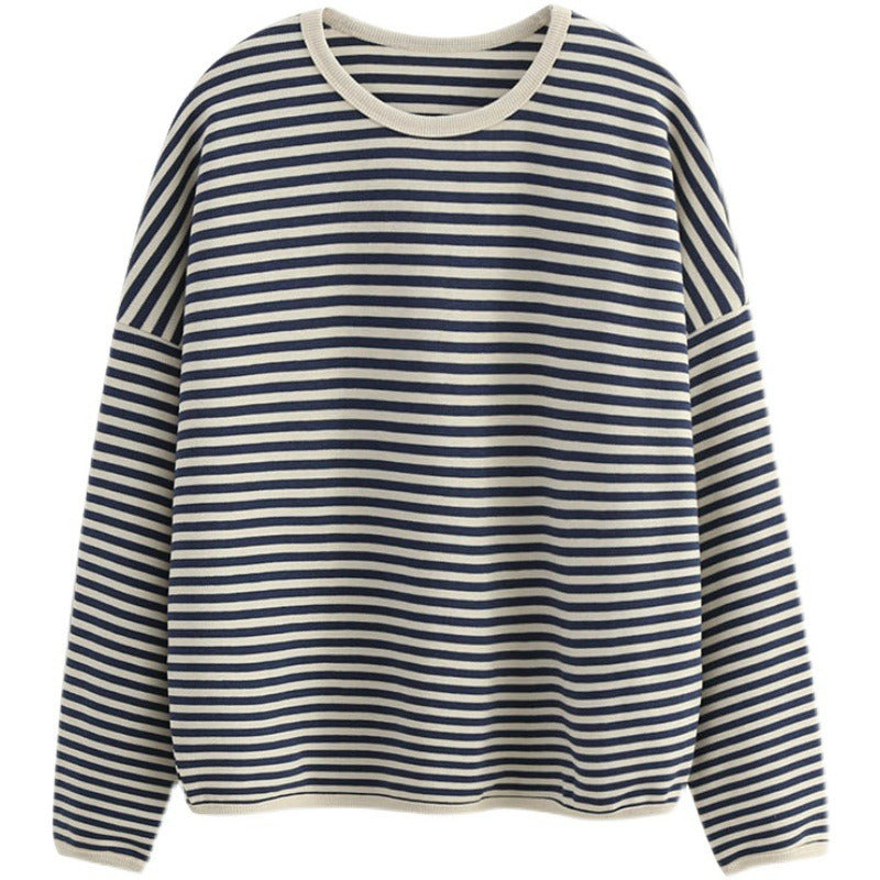 Women's Striped Oversized Casual Sweatshirt