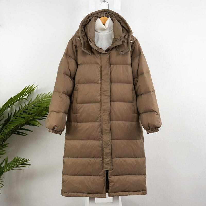 Winter Thicken Warm Down Parkas Jacket For Women Brown