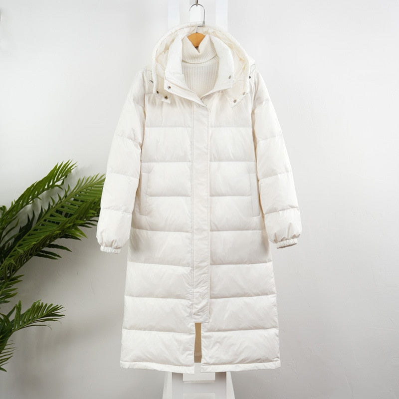 Winter Thicken Warm Down Parkas Jacket For Women White