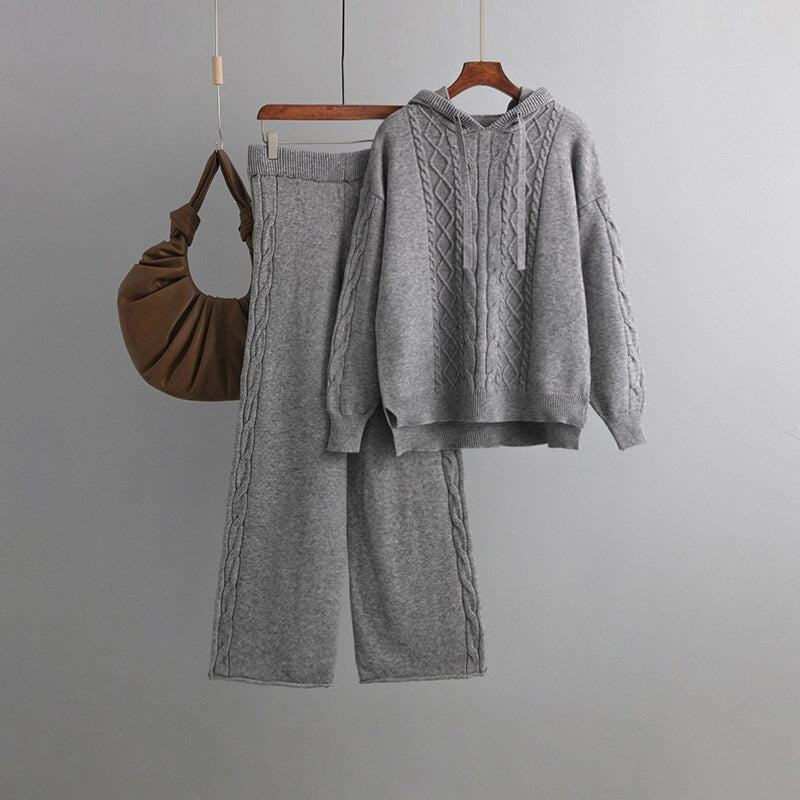 Women's Winter Thick Two Piece Set Grey One Size