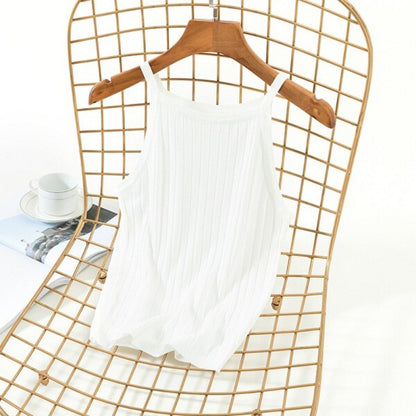 Knitted Sleeveless Slim Fit Camisole White One Size