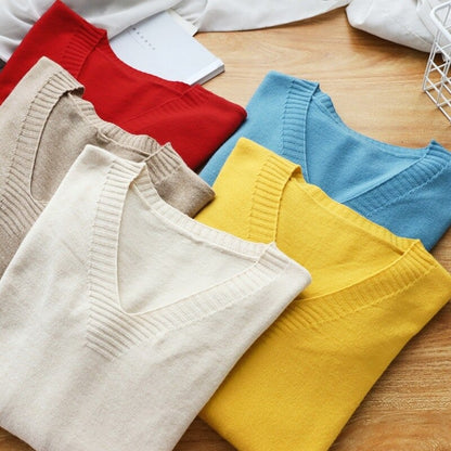 Slim Knitted Long Sleeve Sweater Jumper For Women